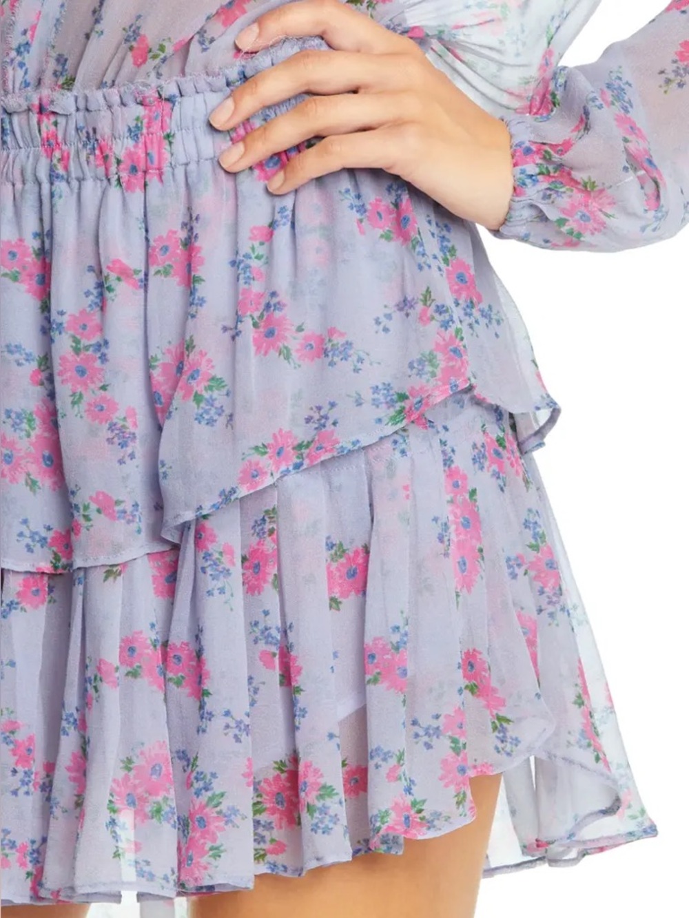 LoveShackFancy Purple silk floral mini skirt